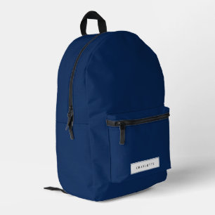 Sac À Dos Imprimé Moderne Minimal Marine bleu couleur solide Nom per