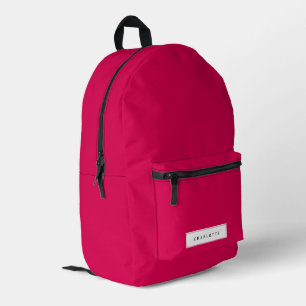 Sac À Dos Imprimé Moderne Minimal Rose Chaud Couleur Solide Nom pers