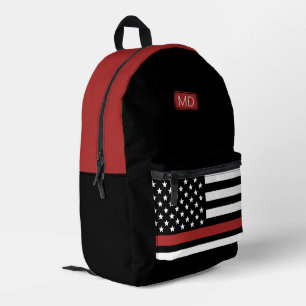 Sac À Dos Imprimé Moderne Monogramme pompier Mince drapeau de la lig