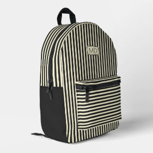 Sac À Dos Imprimé Moderne Monogramme Retro Black & Cream Stripes