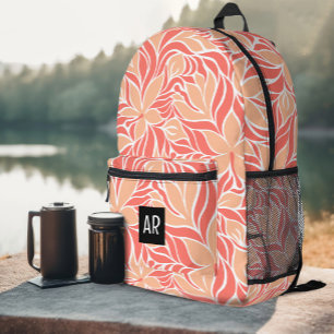 Sac À Dos Imprimé Moderne motif floral à la mode aux couleurs pêche 