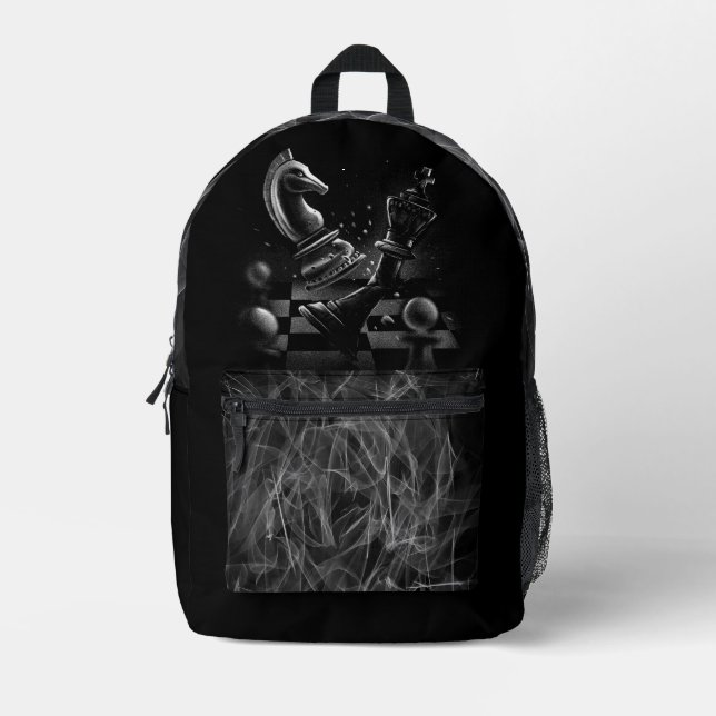 Sac À Dos Imprimé Monochrom d'échecs dramatique (Recto)