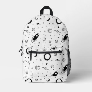Sac À Dos Imprimé Monochromatique noir et blanc extérieur