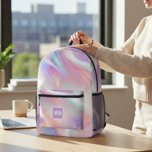 Sac À Dos Imprimé Monogramme à spirale rose bleu moderne
