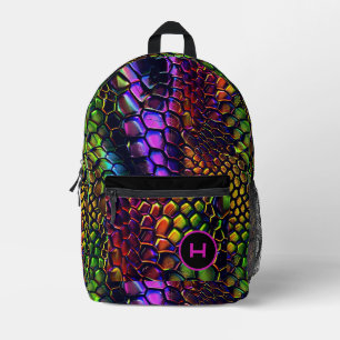 Sac À Dos Imprimé Monogramme amusant de reptile de néon
