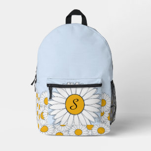 Sac À Dos Imprimé Monogramme blanc marguerites sur bleu pâle en poud