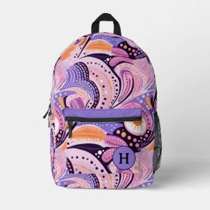 Sac À Dos Imprimé Monogramme blanc rose et violet