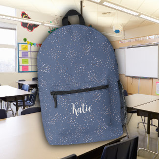 Sac À Dos Imprimé Monogramme bleu et rose mou Nom monogramme