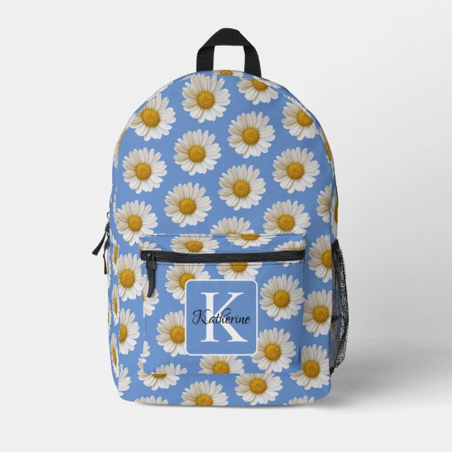 Sac À Dos Imprimé Monogramme bleu Motif blanc (Recto)