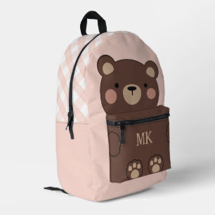 Sac À Dos Imprimé Monogramme Blush mou Ours Brown Enfants