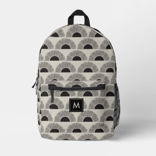 Sac À Dos Imprimé Monogramme d'art Abstrait moderne noir et beige Su