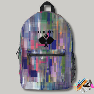 Sac À Dos Imprimé Monogramme d'art moderne violet Pickleball