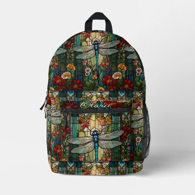 Sac À Dos Imprimé monogramme de boho de libellule d'art nouveau vint (Recto)