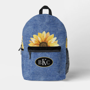 Sac À Dos Imprimé Monogramme de Denim de tournesol