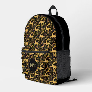 Sac À Dos Imprimé Monogramme de girafe d'or noir exotique