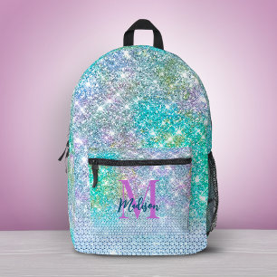Sac À Dos Imprimé Monogramme de la fausse parties scintillant Turquo