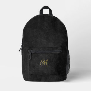 Sac À Dos Imprimé Monogramme de luxe minimaliste noir & or Vintage
