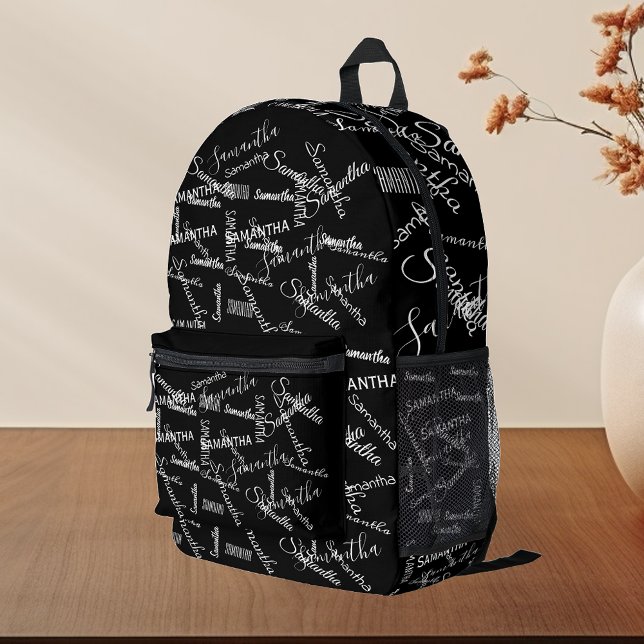 Sac À Dos Imprimé Monogramme de nom répétitif personnalisé (Créateur téléchargé)