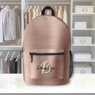 Sac À Dos Imprimé Monogramme écriture métal brossé or rose 