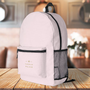 Sac À Dos Imprimé Monogramme Elegant Minimal Blush rose et or