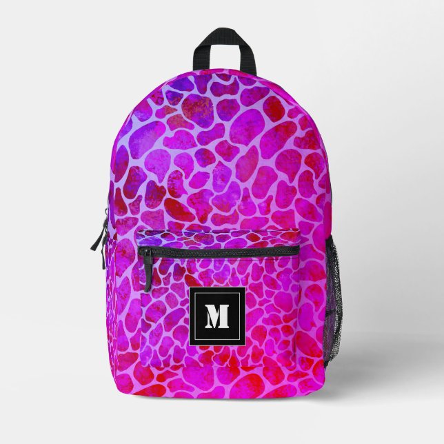 Sac À Dos Imprimé Monogramme Empreinte de léopard violet et rose (Recto)