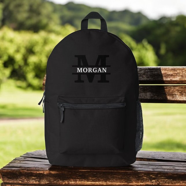 Sac À Dos Imprimé Monogramme et nom élégants personnalisés (Créateur téléchargé)