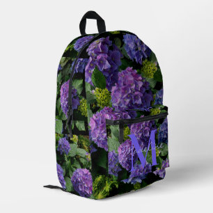 Sac À Dos Imprimé Monogramme floral élégant bleu violet vert