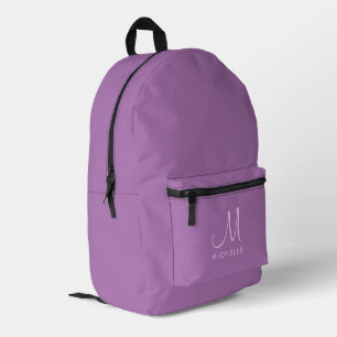 Sac À Dos Imprimé Monogramme manuscrit moderne Nom Lavender Purple