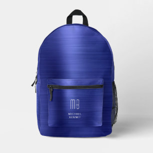 Sac À Dos Imprimé Monogramme Moderne Bleu Marine