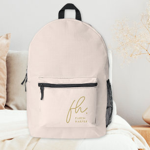 Sac À Dos Imprimé Monogramme Moderne Chic Blush Rose Or Monogramme