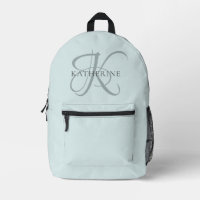 Monogramme moderne élégant Script Aqua Blue