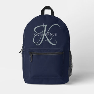 Sac À Dos Imprimé Monogramme moderne élégant Script Marine Bleu