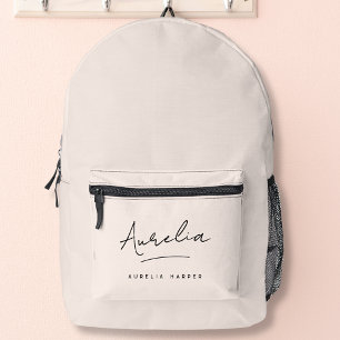 Sac À Dos Imprimé Monogramme Moderne Minimaliste Rose Pâle Script 