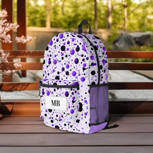Sac À Dos Imprimé Monogramme mou pourpre et noir à points Polka