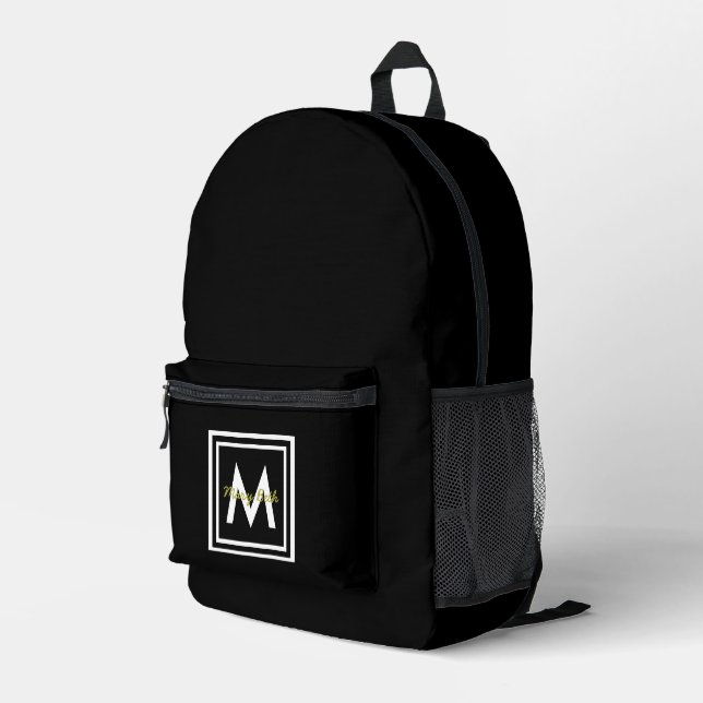 Sac À Dos Imprimé Monogramme noir personnalisé (Coin arrière droit)