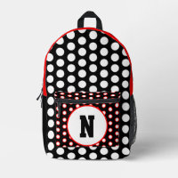 Monogramme noir rouge Pois blancs