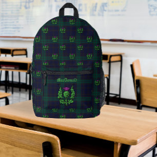 Sac À Dos Imprimé Monogramme personnalisé de chardon écossais