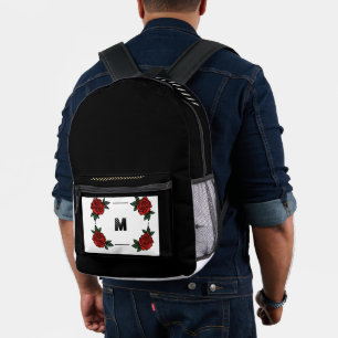 Sac À Dos Imprimé Monogramme personnalisé "M" avec arrière - plan ro