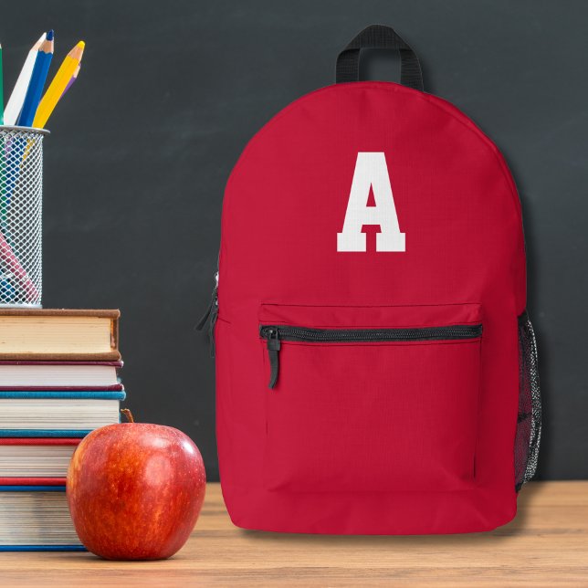 Sac À Dos Imprimé Monogramme rouge simple (Créateur téléchargé)