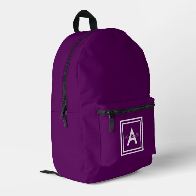 Sac À Dos Imprimé Monogramme violet personnalisé (Coin arrière gauche)