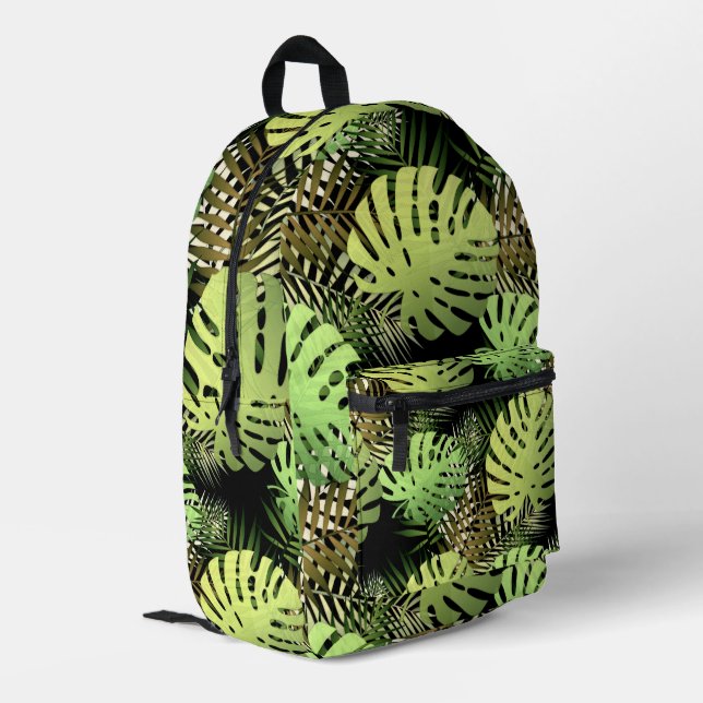 Sac À Dos Imprimé Monstera Palm Feuilles Jungle tropicale (Coin arrière gauche)