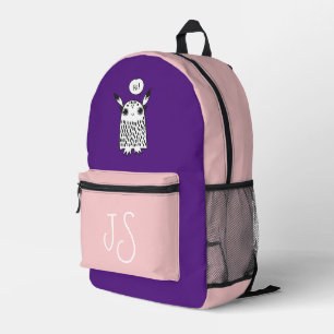 Sac À Dos Imprimé Monstre mignon rose monogramme minimaliste