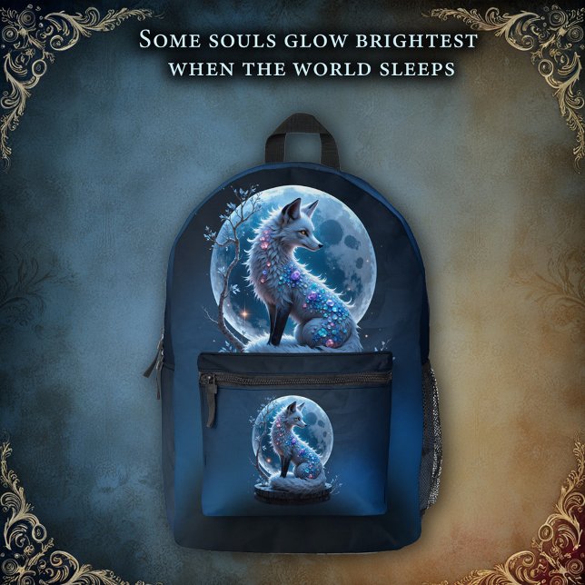 Sac À Dos Imprimé Moonlit Crystal Fox – Guardian of Silent Dreams.  (Créateur téléchargé)