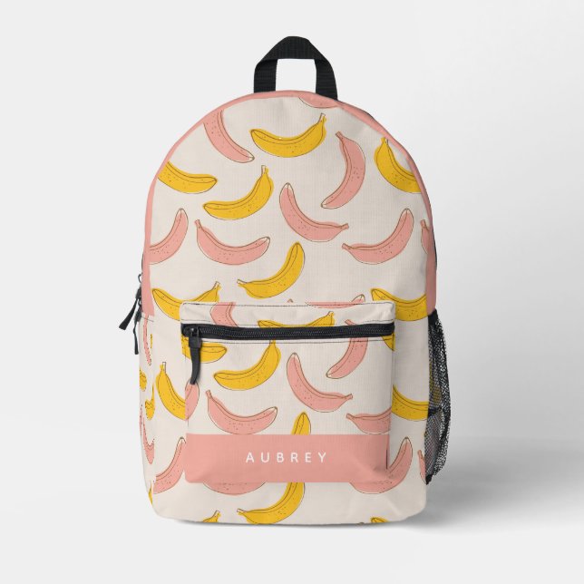 Sac À Dos Imprimé Motif à banane rose et jaune (Recto)