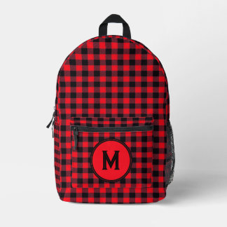 Sac À Dos Imprimé Motif à carreaux rouge bûcheron avec monogramme