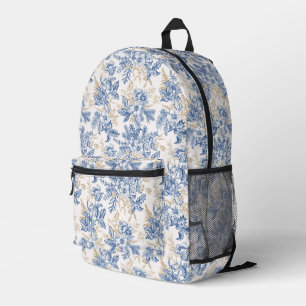 Sac À Dos Imprimé Motif à fleurs Vintage d'hiver bleu