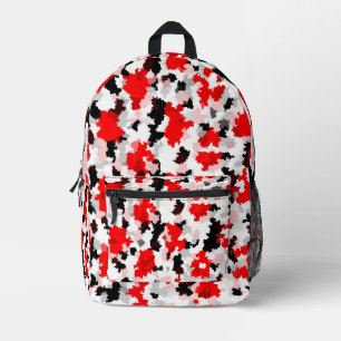 Sac À Dos Imprimé Motif Abstrait irrégulier Rouge noir blanc