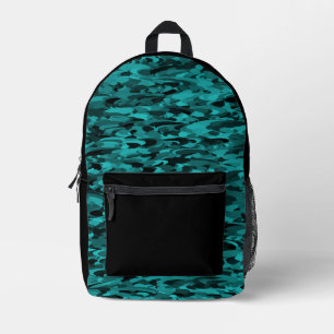 Sac À Dos Imprimé Motif Abstrait Sarcelle Noir