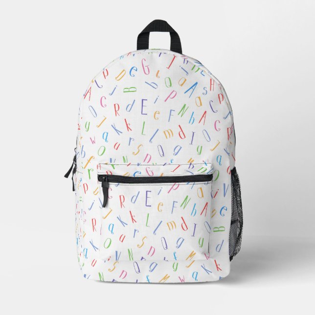 Sac À Dos Imprimé Motif Alphabet Coloré (Recto)