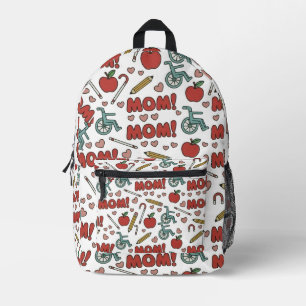 Sac À Dos Imprimé Motif amusant "MAMAN !" avec des pommes, des faute